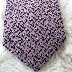 EUC T. Shinawatra 100% Silk Pink Duck Tie